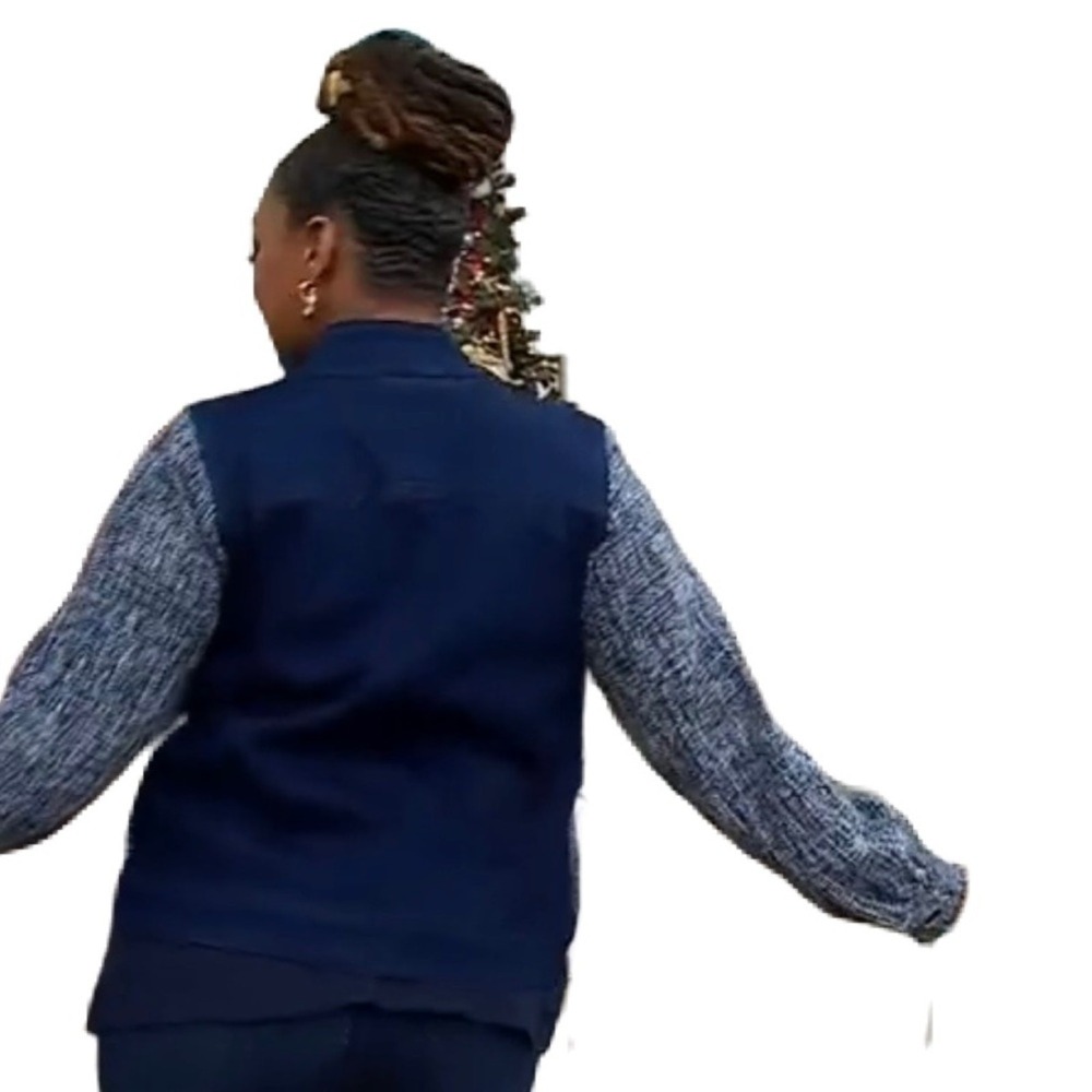 DG2 by Diane Gilman Mixed Media New Classic Stretch & Boucle Jacket- Indigo-L - Picture 6 of 8